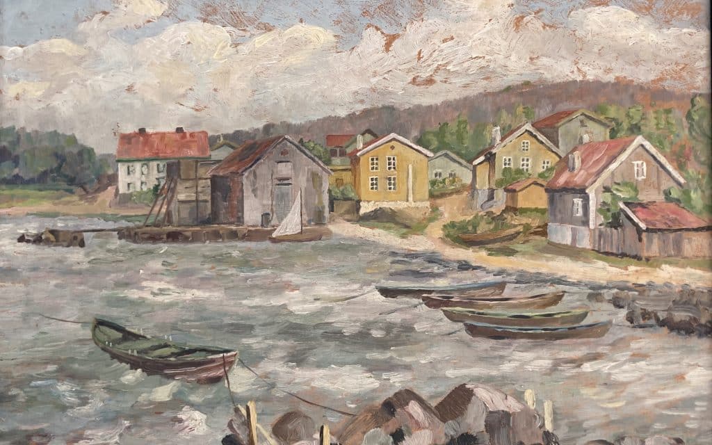 Maleri av Drøbak båthavn