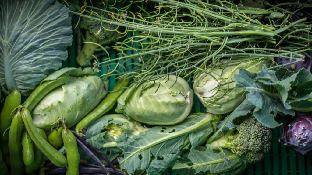 Grønnsaker ligger samlet ulike typer kål