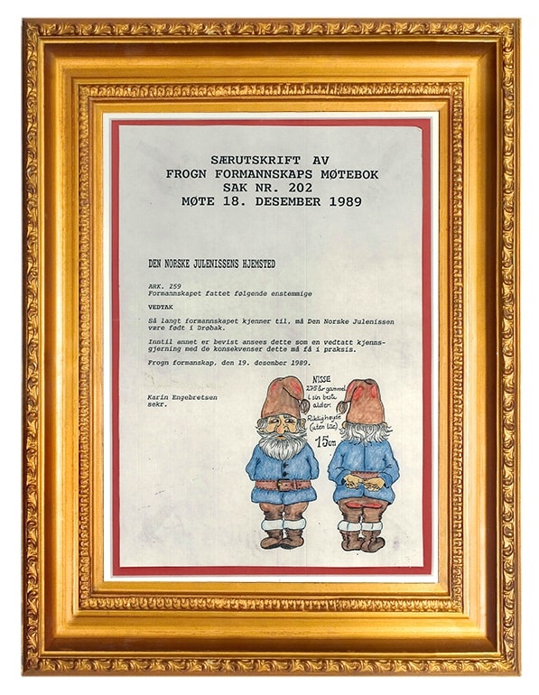 Bilde av kommunestyrevedtak om at Drøbak er en juleby