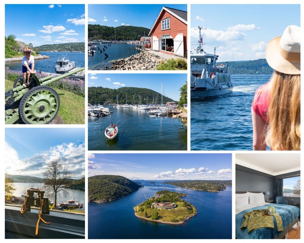 Collage med bilder fra Oscarsborg festning